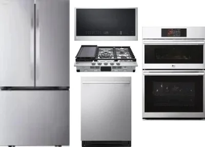 5 Piece Package Includes Refrigerator, Cooktop, Wall Oven, Microwave And Dishwasher