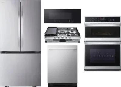 5 Piece Package Includes Refrigerator, Cooktop, Wall Oven, Microwave And Dishwasher