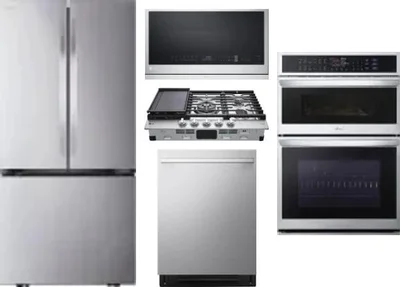 5 Piece Package Includes Refrigerator, Cooktop, Wall Oven, Microwave And Dishwasher