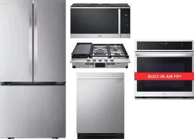 5 Piece Package Includes Refrigerator, Cooktop, Wall Oven, Microwave And Dishwasher
