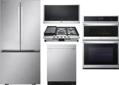 5 Piece Package Includes Refrigerator, Cooktop, Wall Oven, Microwave And Dishwasher
