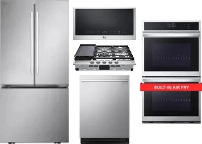 5 Piece Package Includes Refrigerator, Cooktop, Wall Oven, Microwave And Dishwasher