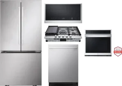 5 Piece Package Includes Refrigerator, Cooktop, Wall Oven, Microwave And Dishwasher