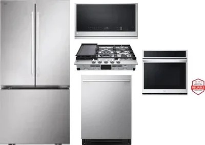 5 Piece Package Includes Refrigerator, Cooktop, Wall Oven, Microwave And Dishwasher