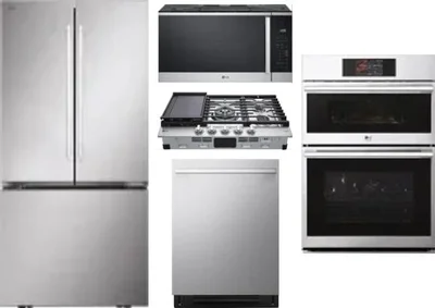 5 Piece Package Includes Refrigerator, Cooktop, Wall Oven, Microwave And Dishwasher