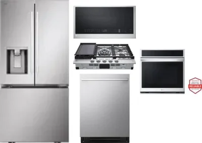 5 Piece Package Includes Refrigerator, Cooktop, Wall Oven, Microwave And Dishwasher