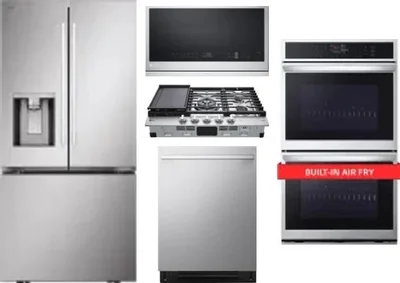 5 Piece Package Includes Refrigerator, Cooktop, Wall Oven, Microwave And Dishwasher