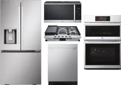 5 Piece Package Includes Refrigerator, Cooktop, Wall Oven, Microwave And Dishwasher