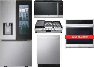 5 Piece Package Includes Refrigerator, Cooktop, Wall Oven, Microwave And Dishwasher