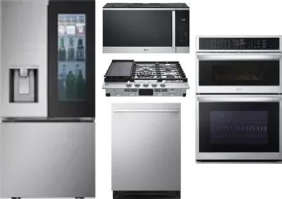 5 Piece Package Includes Refrigerator, Cooktop, Wall Oven, Microwave And Dishwasher