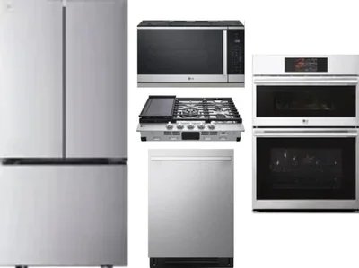 5 Piece Package Includes Refrigerator, Cooktop, Wall Oven, Microwave And Dishwasher