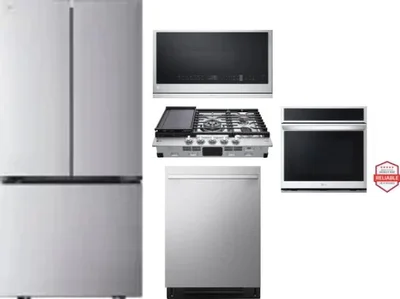 5 Piece Package Includes Refrigerator, Cooktop, Wall Oven, Microwave And Dishwasher