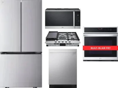 5 Piece Package Includes Refrigerator, Cooktop, Wall Oven, Microwave And Dishwasher