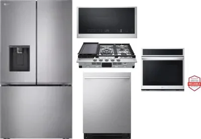 5 Piece Package Includes Refrigerator, Cooktop, Wall Oven, Microwave And Dishwasher