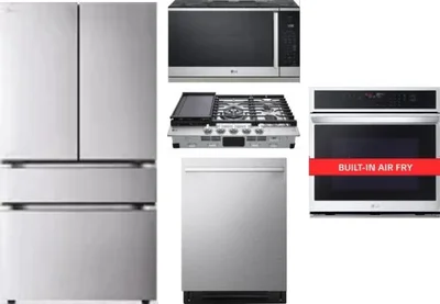 5 Piece Package Includes Refrigerator, Cooktop, Wall Oven, Microwave And Dishwasher