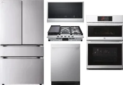 5 Piece Package Includes Refrigerator, Cooktop, Wall Oven, Microwave And Dishwasher