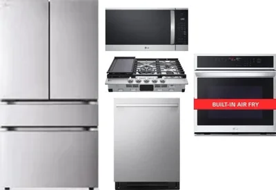 5 Piece Package Includes Refrigerator, Cooktop, Wall Oven, Microwave And Dishwasher