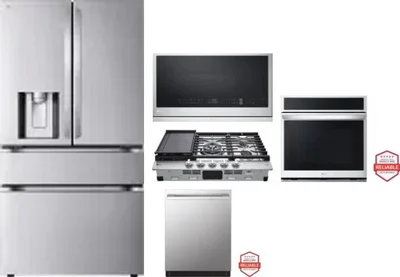 5 Piece Package Includes Refrigerator, Cooktop, Wall Oven, Microwave And Dishwasher