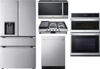 5 Piece Package Includes Refrigerator, Cooktop, Wall Oven, Microwave And Dishwasher