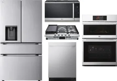 5 Piece Package Includes Refrigerator, Cooktop, Wall Oven, Microwave And Dishwasher
