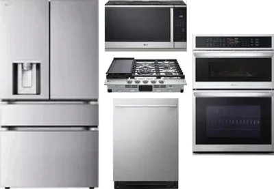 5 Piece Package Includes Refrigerator, Cooktop, Wall Oven, Microwave And Dishwasher