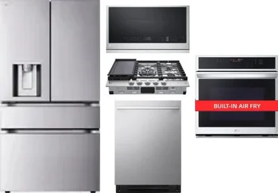 5 Piece Package Includes Refrigerator, Cooktop, Wall Oven, Microwave And Dishwasher