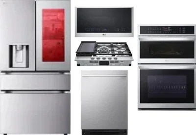 5 Piece Package Includes Refrigerator, Cooktop, Wall Oven, Microwave And Dishwasher