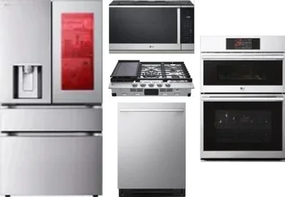 5 Piece Package Includes Refrigerator, Cooktop, Wall Oven, Microwave And Dishwasher