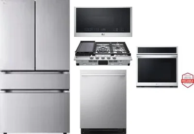 5 Piece Package Includes Refrigerator, Cooktop, Wall Oven, Microwave And Dishwasher