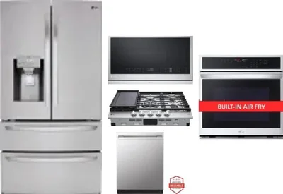5 Piece Package Includes Refrigerator, Cooktop, Wall Oven, Microwave And Dishwasher