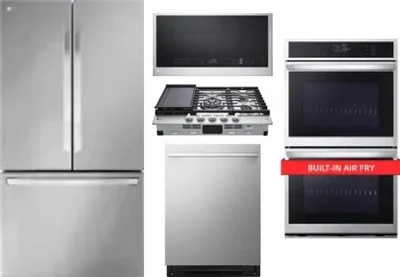 5 Piece Package Includes Refrigerator, Cooktop, Wall Oven, Microwave And Dishwasher