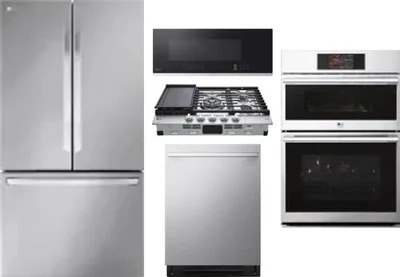 5 Piece Package Includes Refrigerator, Cooktop, Wall Oven, Microwave And Dishwasher