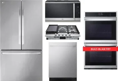 5 Piece Package Includes Refrigerator, Cooktop, Wall Oven, Microwave And Dishwasher