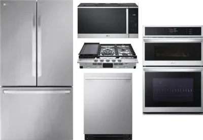 5 Piece Package Includes Refrigerator, Cooktop, Wall Oven, Microwave And Dishwasher