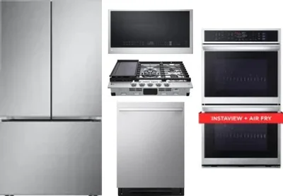 5 Piece Package Includes Refrigerator, Cooktop, Wall Oven, Microwave And Dishwasher