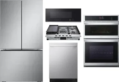 5 Piece Package Includes Refrigerator, Cooktop, Wall Oven, Microwave And Dishwasher