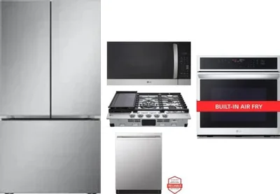 5 Piece Package Includes Refrigerator, Cooktop, Wall Oven, Microwave And Dishwasher