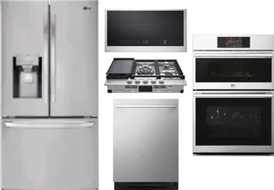 5 Piece Package Includes Refrigerator, Cooktop, Wall Oven, Microwave And Dishwasher