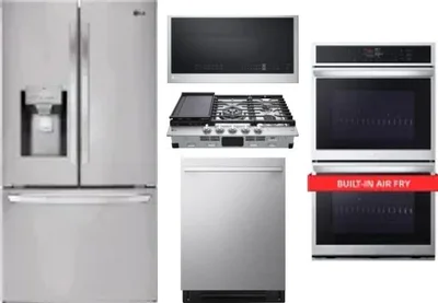 5 Piece Package Includes Refrigerator, Cooktop, Wall Oven, Microwave And Dishwasher