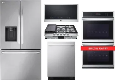 5 Piece Package Includes Refrigerator, Cooktop, Wall Oven, Microwave And Dishwasher