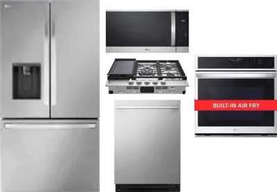 5 Piece Package Includes Refrigerator, Cooktop, Wall Oven, Microwave And Dishwasher