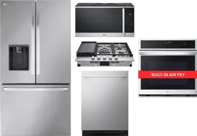 5 Piece Package Includes Refrigerator, Cooktop, Wall Oven, Microwave And Dishwasher