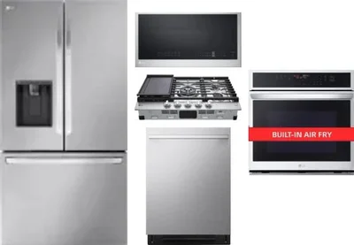 5 Piece Package Includes Refrigerator, Cooktop, Wall Oven, Microwave And Dishwasher