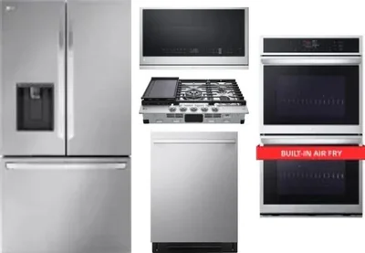5 Piece Package Includes Refrigerator, Cooktop, Wall Oven, Microwave And Dishwasher