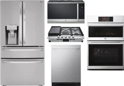 5 Piece Package Includes Refrigerator, Cooktop, Wall Oven, Microwave And Dishwasher