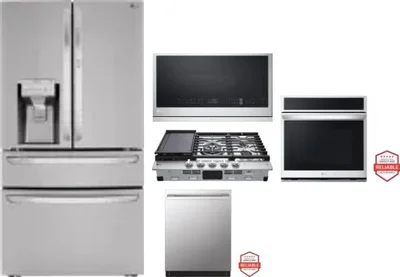 5 Piece Package Includes Refrigerator, Cooktop, Wall Oven, Microwave And Dishwasher