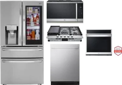 5 Piece Package Includes Refrigerator, Cooktop, Wall Oven, Microwave And Dishwasher