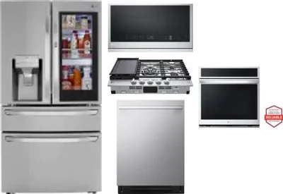 5 Piece Package Includes Refrigerator, Cooktop, Wall Oven, Microwave And Dishwasher