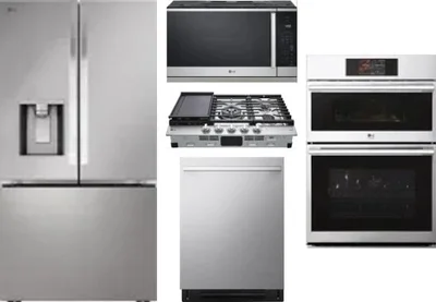 5 Piece Package Includes Refrigerator, Cooktop, Wall Oven, Microwave And Dishwasher