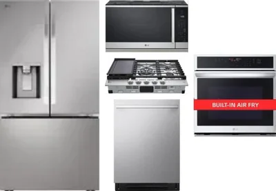 5 Piece Package Includes Refrigerator, Cooktop, Wall Oven, Microwave And Dishwasher